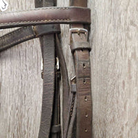 Thick FS Rsd Leather Bridle *gc/fair, older, repair, clean, stamp, xholes, missing keeper, sticky