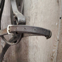 Thick FS Rsd Leather Bridle *gc/fair, older, repair, clean, stamp, xholes, missing keeper, sticky