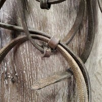 Rsd Figure 8 Bridle *gc/fair, older, clean, dry, stiff keepers, stiff, faded, rubs, missing sheepskin, xholes, faded, mismatched