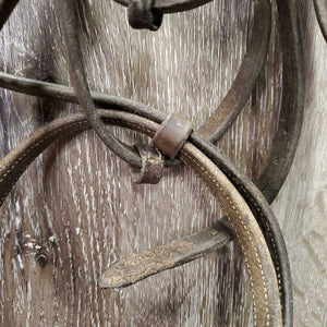 Rsd Figure 8 Bridle *gc/fair, older, clean, dry, stiff keepers, stiff, faded, rubs, missing sheepskin, xholes, faded, mismatched