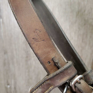 Rsd/Padded Bridle *NO Noseband, gc/fair, older, slices, xholes, dirty, loose hooks, stiff