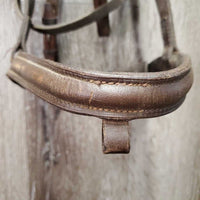 FS Padded Bridle *NO Flash, mismatched, fair, v.tight keeper, gc/fair, stiff, dry, residue, curled end