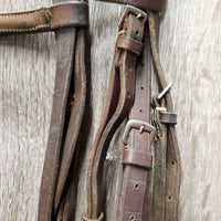 FS Padded Bridle *NO Flash, mismatched, fair, v.tight keeper, gc/fair, stiff, dry, residue, curled end
