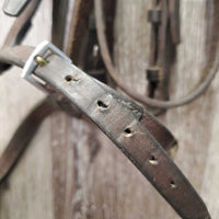 v.Thick Leather - Padded Bridle *gc, older, mismatched, clean, mnr hole cracks , xholes, rubs, faded
