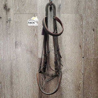 v.Thick Leather - Padded Bridle *gc, older, mismatched, clean, mnr hole cracks , xholes, rubs, faded
