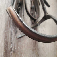 v.Thick Leather - Padded Bridle *gc, older, mismatched, clean, mnr hole cracks , xholes, rubs, faded
