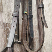 v.Thick Leather - Padded Bridle *gc, older, mismatched, clean, mnr hole cracks , xholes, rubs, faded