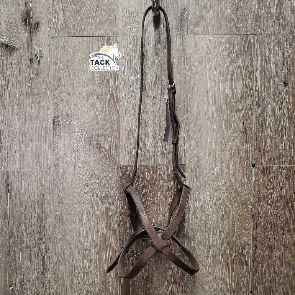 Flat Leather Figure 8 Noseband ONLY *gc, clean, twisted, loose keepers, older, residue