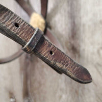 Flat Leather Figure 8 Noseband ONLY *gc, clean, twisted, loose keepers, older, residue
