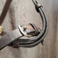 Flat Leather Figure 8 Noseband ONLY *gc, clean, twisted, loose keepers, older, residue