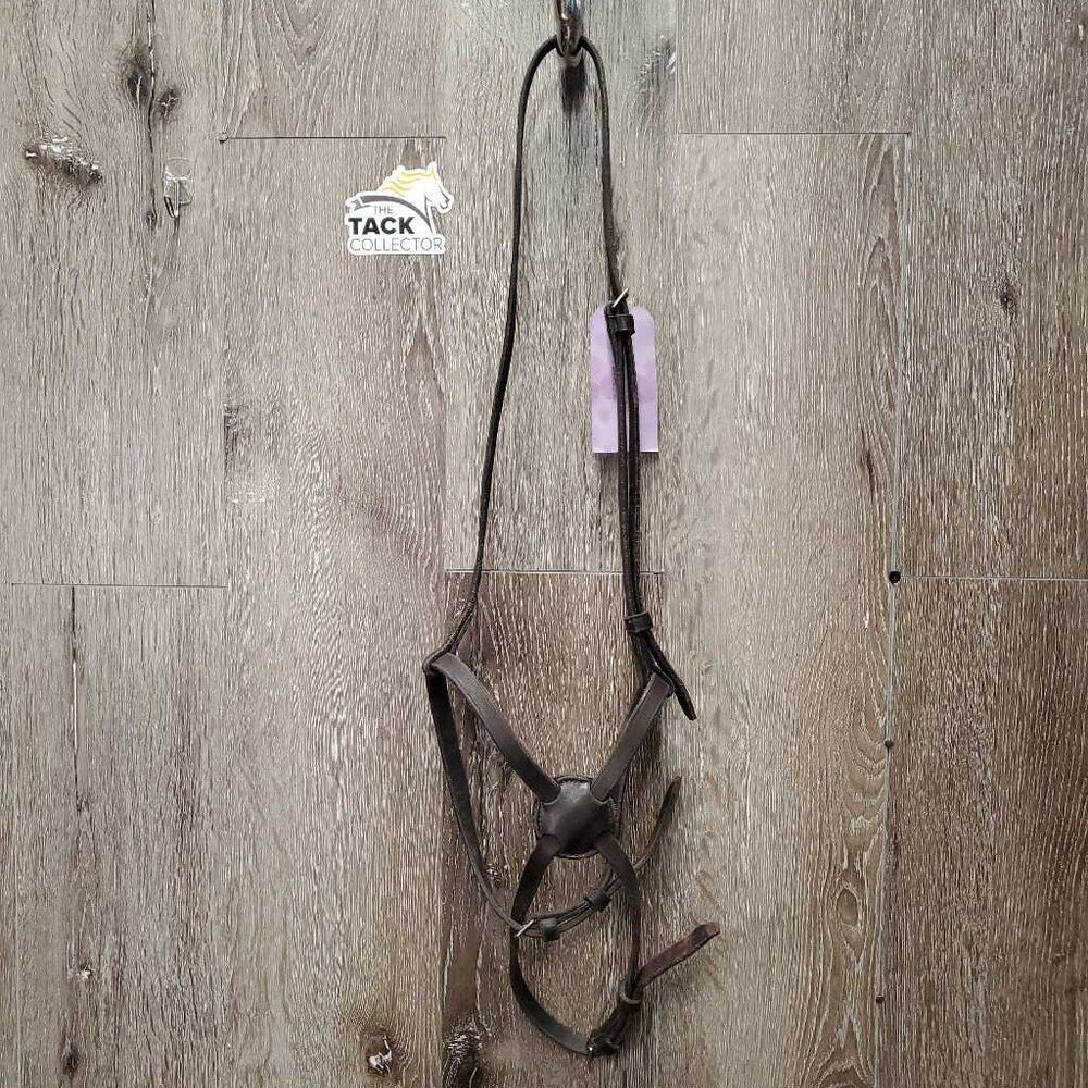 Flat Leather Figure 8 Noseband ONLY *gc, older, scrapes, xholes, older, stamped, rubs, clean