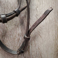 Flat Leather Figure 8 Noseband ONLY *gc, older, scrapes, xholes, older, stamped, rubs, clean