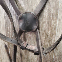 Flat Leather Figure 8 Noseband ONLY *gc, older, scrapes, xholes, older, stamped, rubs, clean
