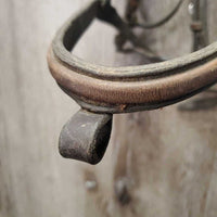 Rsd Leather Bridle, bling *NO Flash, fair, MISSING Hook & keepers, residue, broken buckle, stretched holes
