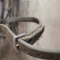 Rsd Leather Bridle, bling *NO Flash, fair, MISSING Hook & keepers, residue, broken buckle, stretched holes