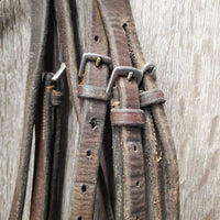 Rsd Leather Bridle, bling *NO Flash, fair, MISSING Hook & keepers, residue, broken buckle, stretched holes