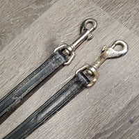 Narrow Leather Draw Reins, snaps *xc, clean, dirty, stiff, bent, dry, older?
