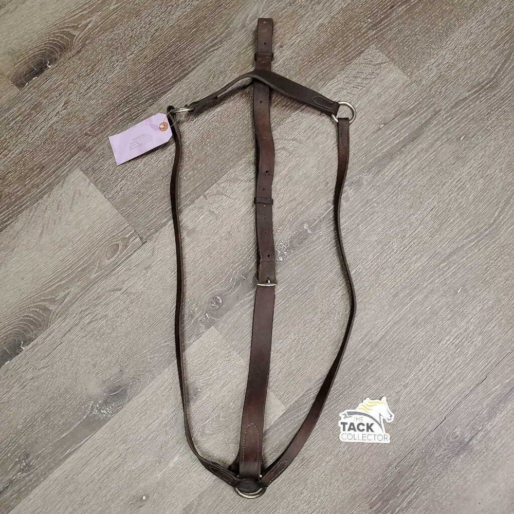 Flat Soft Leather Breastplate *No Straps, gc/fair, Stamped, many xholes, older, clean & tacky residue, creases
