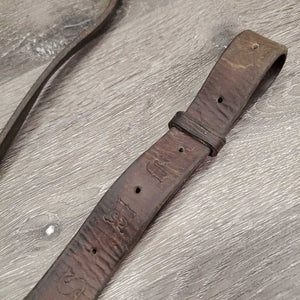 Flat Soft Leather Breastplate *No Straps, gc/fair, Stamped, many xholes, older, clean & tacky residue, creases
