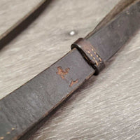 Flat Soft Leather Breastplate *No Straps, gc/fair, Stamped, many xholes, older, clean & tacky residue, creases
