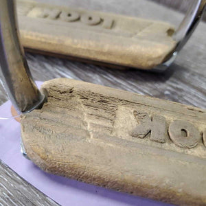 VINTAGE Safety Stirrup Irons, grips *gc, dusty, tape, film, residue, crumbling grips