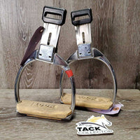 VINTAGE Safety Stirrup Irons, grips *gc, dusty, tape, film, residue, crumbling grips