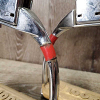 VINTAGE Safety Stirrup Irons, grips *gc, dusty, tape, film, residue, crumbling grips

