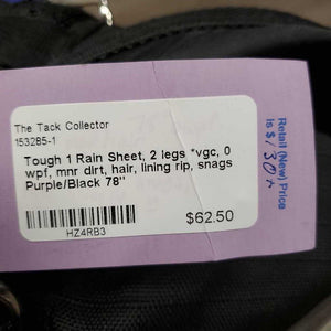Rain Sheet, 2 legs *vgc, 0 wpf, mnr dirt, hair, lining rip, snags
