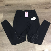 Light Fleece Lined Riding Tight Breeches, Pull On, 2x Thigh Pockets, Sticky Knees *vgc, cut tag, rubs, pills, thin seam edges
