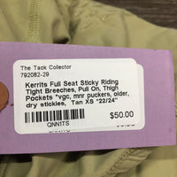 Full Seat Sticky Riding Tight Breeches, Pull On, Thigh Pockets *vgc, mnr puckers, older, dry stickies

