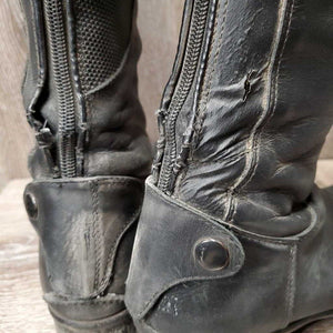Pr Dress Boots, zips, Black Ariat Forms *gc/fair, edges: holes, rubs, splits, spltting teeth, slice, dirty, undone seam