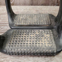 Pr Wide Base Angled - Offset Plastic Stirrup Irons, 2 prs Grips, Box *gc, dirty, rubs, scratches, rubs
