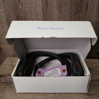 Pr Wide Base Angled - Offset Plastic Stirrup Irons, 2 prs Grips, Box *gc, dirty, rubs, scratches, rubs
