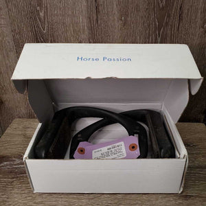 Pr Wide Base Angled - Offset Plastic Stirrup Irons, 2 prs Grips, Box *gc, dirty, rubs, scratches, rubs