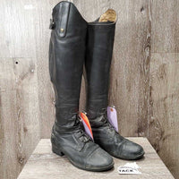 Field Boots, zips *gc/fair, dirt, hair, scuffs, broken laces, rubs, stretched elastic, faded
