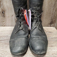 Field Boots, zips *gc/fair, dirt, hair, scuffs, broken laces, rubs, stretched elastic, faded
