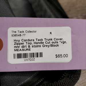 Hvy Cordura Tack Trunk Cover, Zipper Top, Handle Cut outs *vgc, mnr dirt & stains