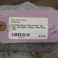 4 Thick Fleece Polo Wraps *gc, hair, dirt?gunk, clumpy, clean