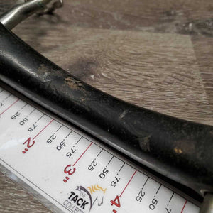 SS Hard Vulcanite Curved Mullen Mouth Pelham Bit, Chain *gc/fair, clean, stains, deep gouges, hole, oxidized, older