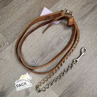 31" Nose Chain & Leather Lead Shank *gc/fair, clean, rusty, v.stiff, v.dry, stains, cracks, creases, knotted