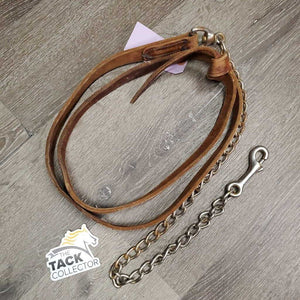 31" Nose Chain & Leather Lead Shank *gc/fair, clean, rusty, v.stiff, v.dry, stains, cracks, creases, knotted