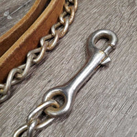 31" Nose Chain & Leather Lead Shank *gc/fair, clean, rusty, v.stiff, v.dry, stains, cracks, creases, knotted