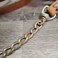 31" Nose Chain & Leather Lead Shank *gc/fair, clean, rusty, v.stiff, v.dry, stains, cracks, creases, knotted
