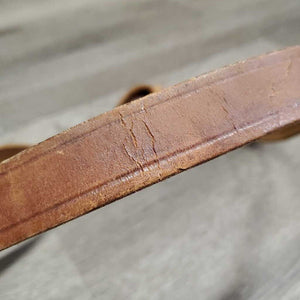 31" Nose Chain & Leather Lead Shank *gc/fair, clean, rusty, v.stiff, v.dry, stains, cracks, creases, knotted
