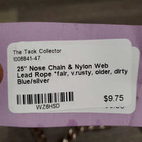 25" Nose Chain & Nylon Web Lead Rope *fair, v.rusty, older, dirty