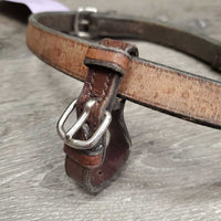 Thick Leather Flash, Buckle Noseband Attachment *gc/fair, clean, stiff, dry, edge residue, discolored/faded, xholes
