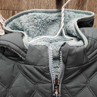 "ELSIE" JUNIORS Fleece Lined Quilt Vest, Hood, Zipper, Reversible, tags *new
