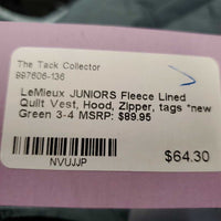 "ELSIE" JUNIORS Fleece Lined Quilt Vest, Hood, Zipper, Reversible, tags *new