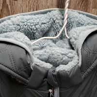 "ELSIE" JUNIORS Fleece Lined Quilt Vest, Hood, Zipper, Reversible, tags *new
