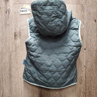 "ELSIE" JUNIORS Fleece Lined Quilt Vest, Hood, Zipper, Reversible, tags *new
